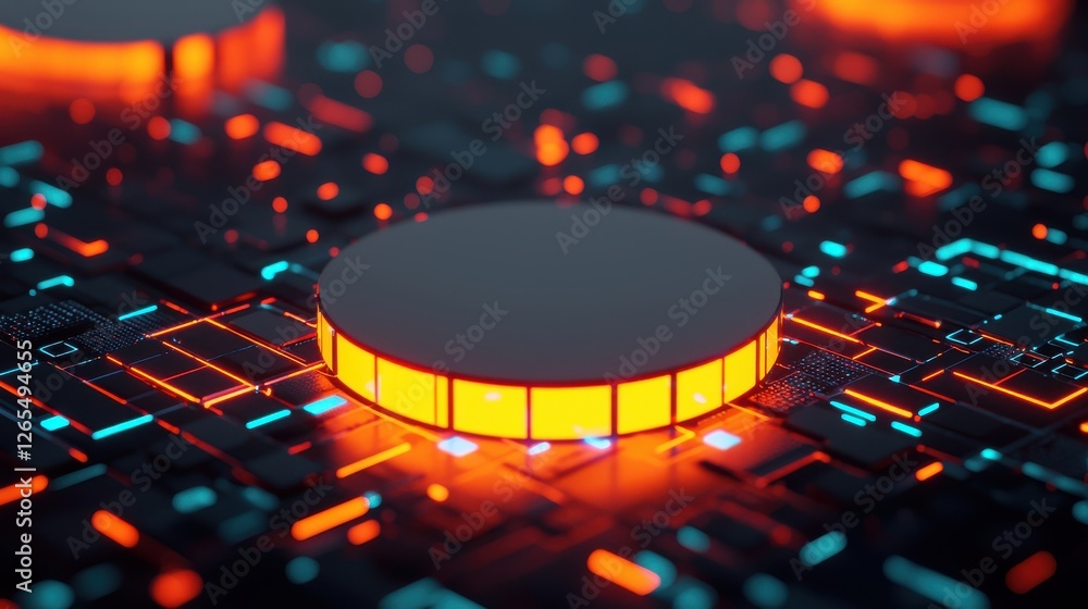 Poster backup day concept. glowing digital concept of a floating radiant motherboard or cpu processor
