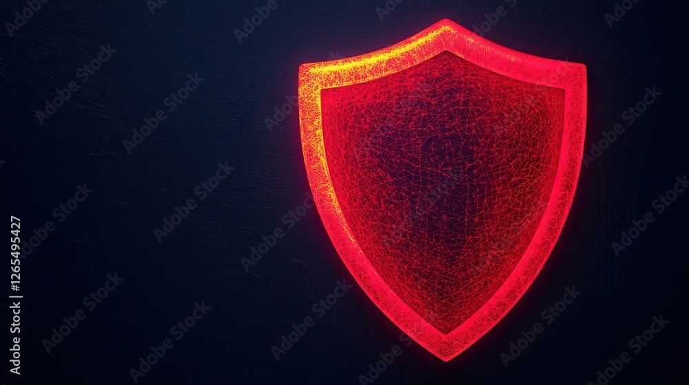 Poster backup day concept. glowing red shield symbolizing protection and defense in a futuristic digital ba