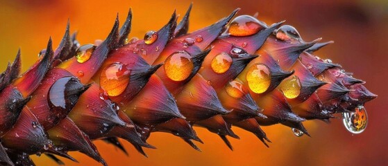 A close-up of a plant with water droplets on its leaves.