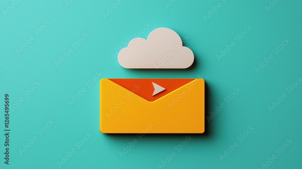 Poster backup day concept. minimalist file folder cloud icon envelope digital document