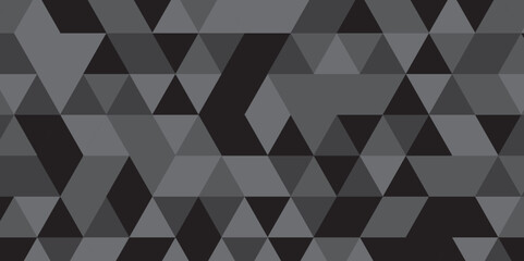 Seamless geometric pattern square shapes low polygon backdrop background. Abstract geometric wall tile and metal cube background triangle wallpaper. Black and gray polygonal background.	