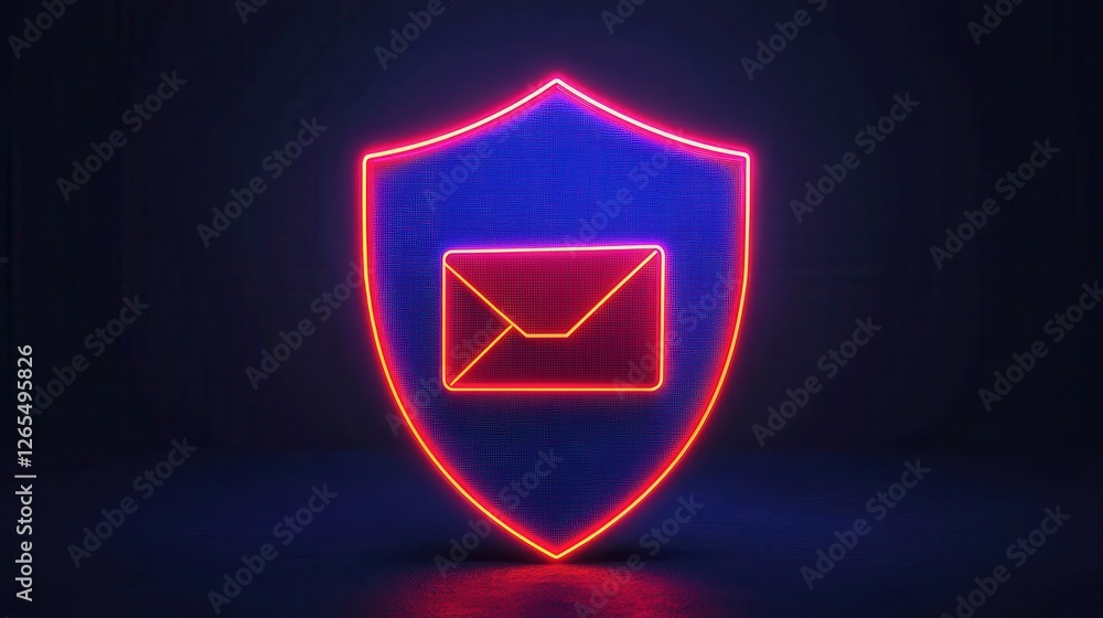 Poster backup day concept. minimalist glowing shield for digital interface design