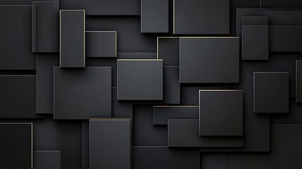 Abstract 3D Render: Dark Rectangular Forms Interlocking AI Generated