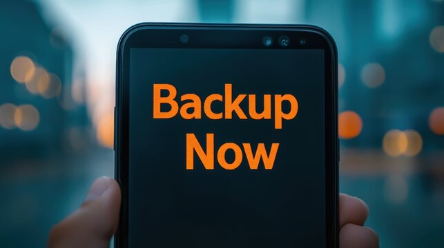 Backup Day concept. Urgent Backup Reminder on Smartphone Screen