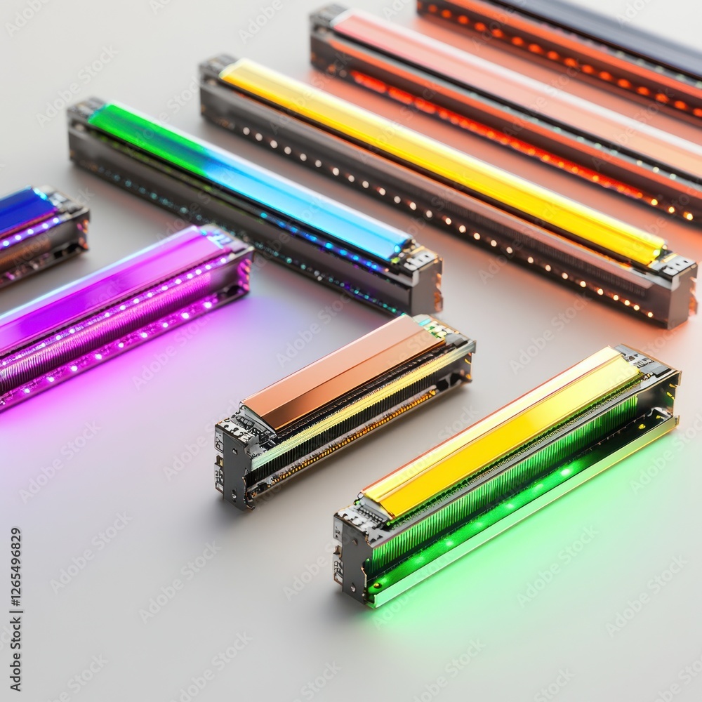 Poster colorful array of high-tech memory modules