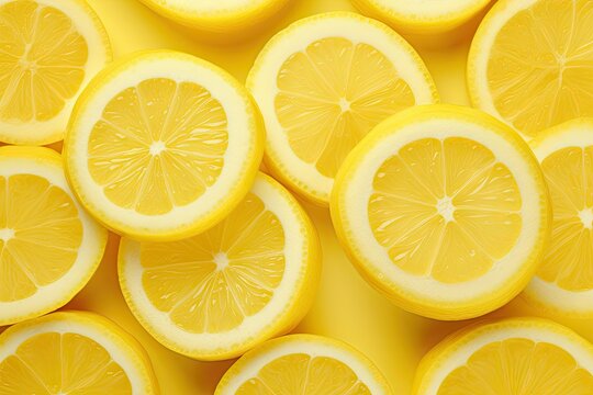 Texture background with patterned yellow lemon slices