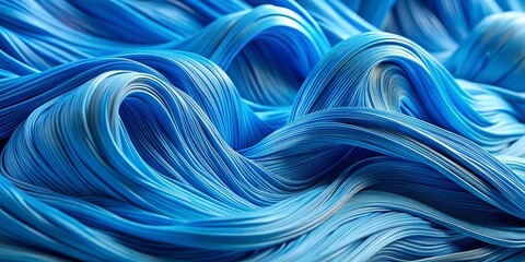 Obraz premium Abstract Blue Wavy Lines Macro Background - White Texture, Fluid Design, Swirl Pattern, Artistic Image