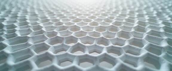 Naklejka premium White honeycomb structure texture in soft focus, modern abstract pattern for design