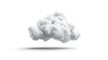 3D Render of a Fluffy Cumulus Cloud on White Background AI Generated