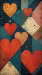 Obraz premium Valentine's Day card design. Illustration with oil paint. Pattern for printing on wall decorations, covers, wallpapers