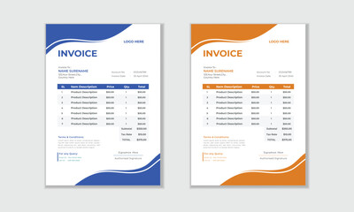 Professional Unique  Simple Invoice design layout 
