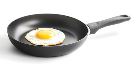 Egg Frying in a Black Nonstick Pan with a Bright Yolk