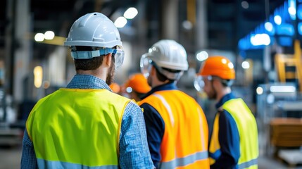Safety protocols in manufacturing industrial facility workplace indoor environment group focus collaboration for team efficiency