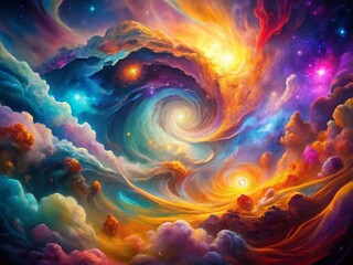 Abstract Colorful Swirls and Clouds: Vibrant Hues Low Light Photography