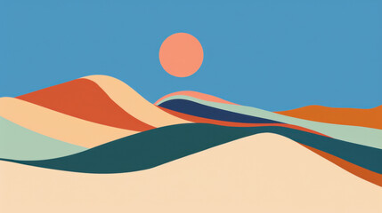 minimalist illustration of a desert