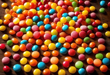 Fototapeta premium vibrant close assorted colorful candies spilling over delightful display texture brightness, rainbow, lgbtq, lgbt, pride, love, equality, candy, sweet