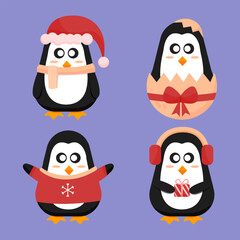 set of funny penguins