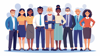 Fototapeta premium Diverse Business Team Standing Together – Professional Group Illustration