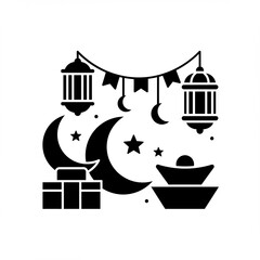 Fototapeta premium Ramadan Event Silhouette Vector Art Illustration Design