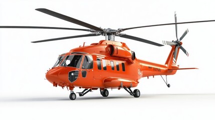 Fototapeta premium Orange helicopter rescue air transport against white background