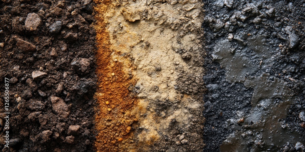 Aufkleber sectional views of multiple soil textures and diverse compositions