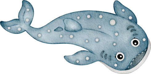 watercolor whale shark
