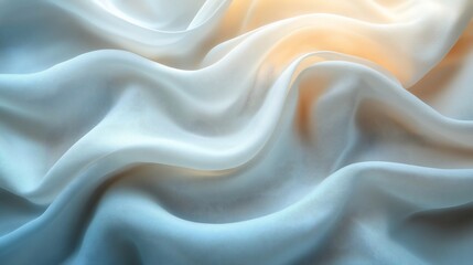 Fototapeta premium Soft, flowing fabric with gentle waves in pastel colors, creating a serene background atmosphere