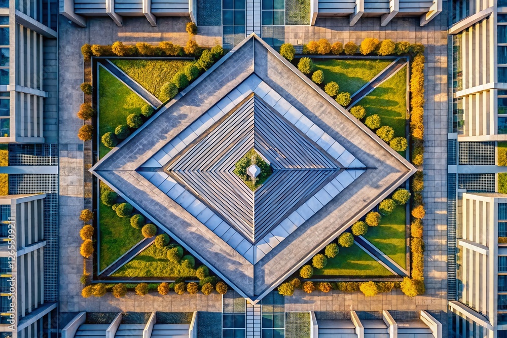Poster abstract gray lines forming triangle on square aerial view