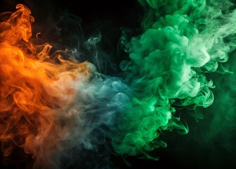 Obraz premium Abstract Green Orange Smoke Art: 3D Render for St. Patrick's Day & Celebrations