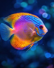 Fototapeta premium Marine Beauty: Colorful Discus Fish in Tropical Aquarium Environment