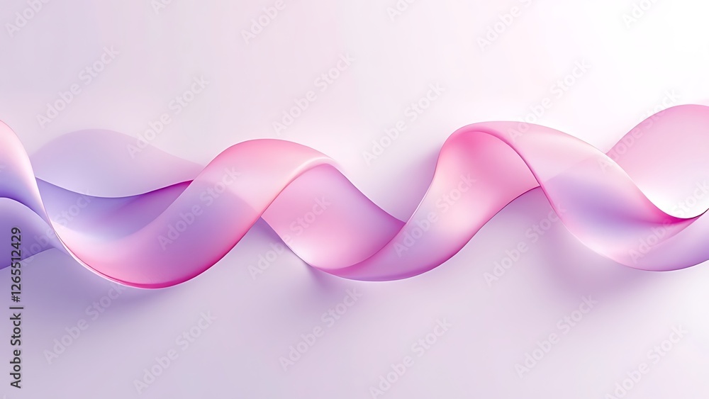 Poster 3d abstract liquid glass transparent clear ribbon wave line render. rainbow fluid flow curve shape w