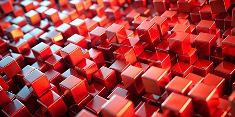 Obraz premium Abstract Isometric 3D Animation: Red Cubes Ascending and Descending Loop