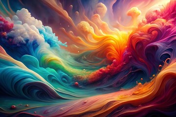 Abstract Liquid Paint Blend: Swirling Colors in Gentle Motion