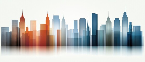 Obraz premium A city skyline with tall buildings in various colors and shapes.