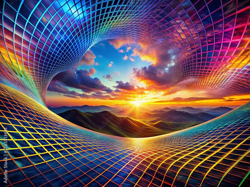 Poster abstract loop grid motion background: dynamic landscape photography