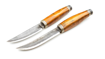 Fototapeta premium Vintage Knives with Wooden Handles on a White Background