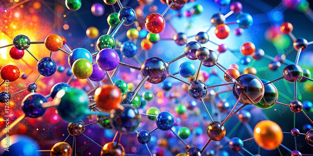 Poster abstract molecular interaction: double exposure digital studio visualization of science & technology