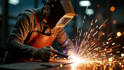 worker welding steel