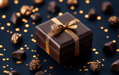 Chocolate gift box luxury confectionery background assortment present