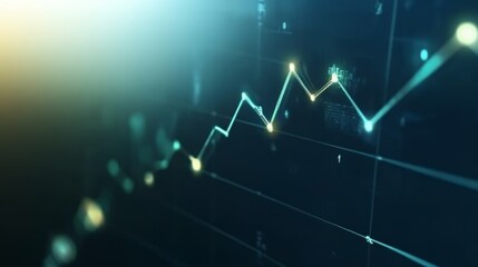 Obraz premium Abstract 3D glass graph symbolizing financial growth, set against a minimalistic backdrop with soft gradient lighting.