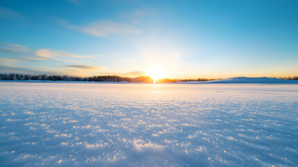 Stunning Winter Sunset Over a Frozen Snow Field