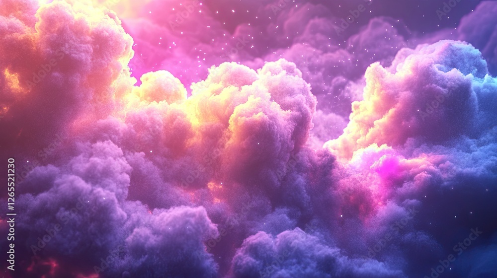 Poster a concept of cloud computing with soft floating digital lights and futuristic depth.