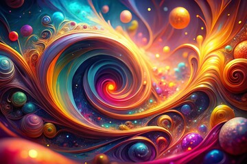 Abstract Swirling Colors Bokeh Background: Digital Art with Vibrant Hues and Soft Focus