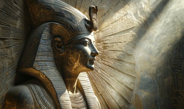 Ra (Egyptian God) sun god of ancient Egypt Ra, the sun god, with rays of sunlight emanating from his form