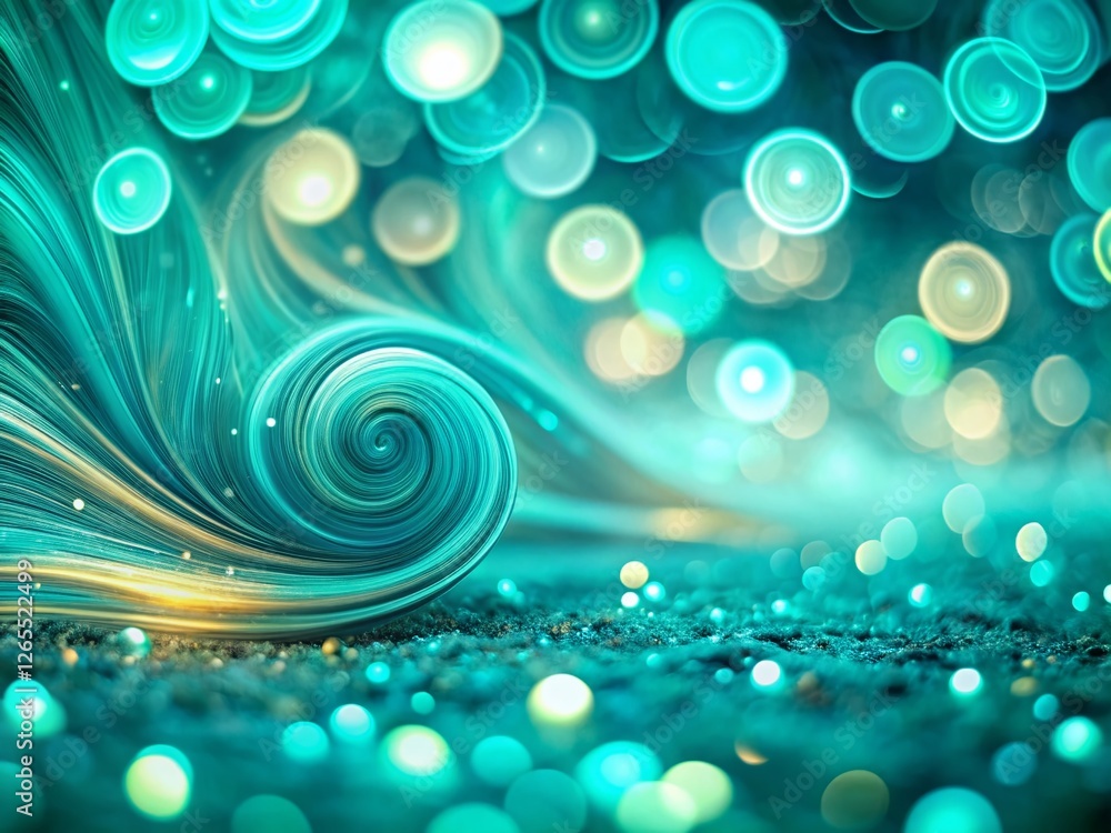Poster abstract turquoise macro background with light lines and circles - stock photo