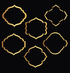 Set arabic arch window and doors traditional design and culture vector shape ramadan kareem