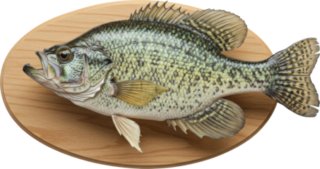 Crappie Fish Mounted on a Wooden Plaque Display, Isolated Transparent png