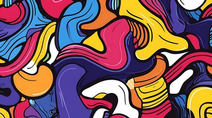 Obraz premium Vibrant Abstract Digital Illustration: Swirling Colors and Bold Lines AI Generated