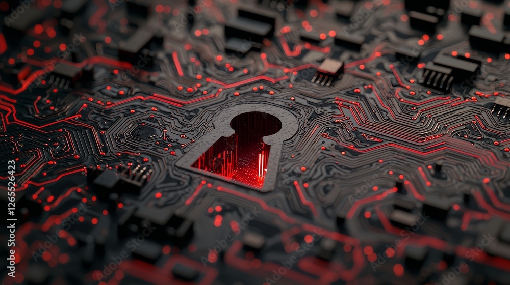 Aufkleber A network secured by quantum encryption, visualized by secure quantum channels and unbreakable codes, representing cybersecurity in the future