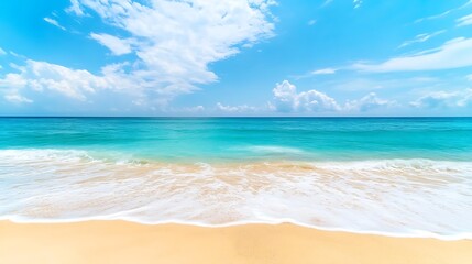 Obraz premium Serene Tropical Beach Scene Under Blue Skies